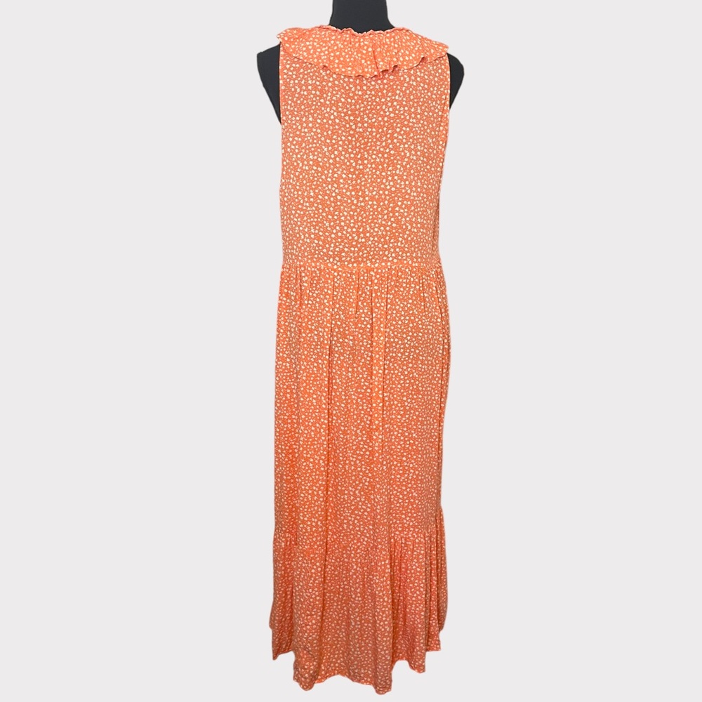 Old Navy - Floral Ruffled V-Neck Sundress - Orange/White - Size M - Picture 3 of 7